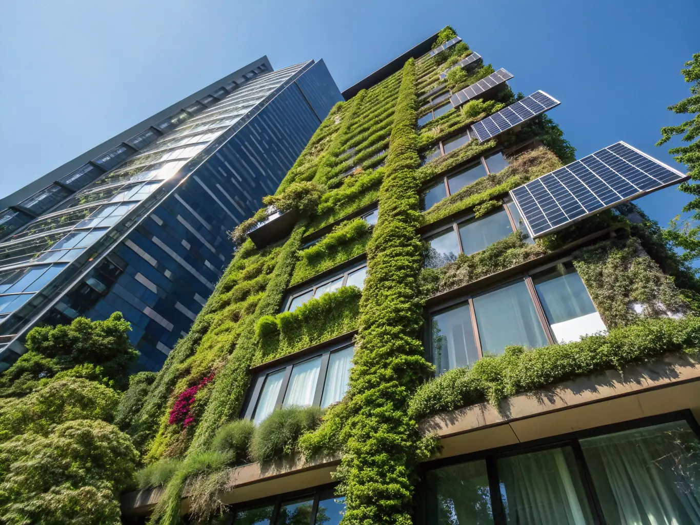 A modern residential building under construction, highlighting innovative design and sustainable development practices.